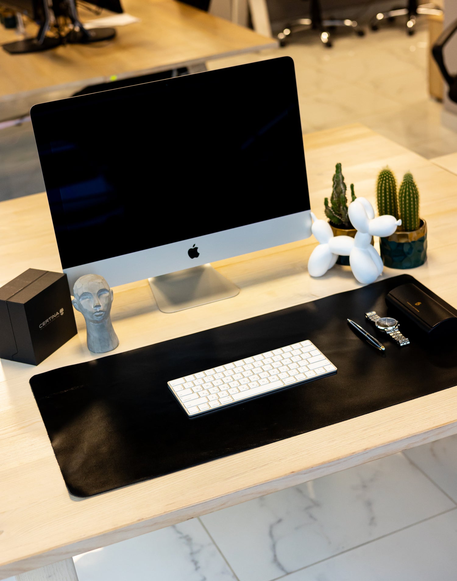 Black Leather Desk Pad Mat, Cover Computer Mat for Keyboard, Gaming Mouse