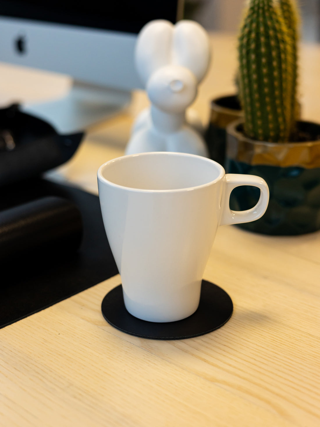 Leather Cup Coaster and Plate for Accessories – Set for Desk