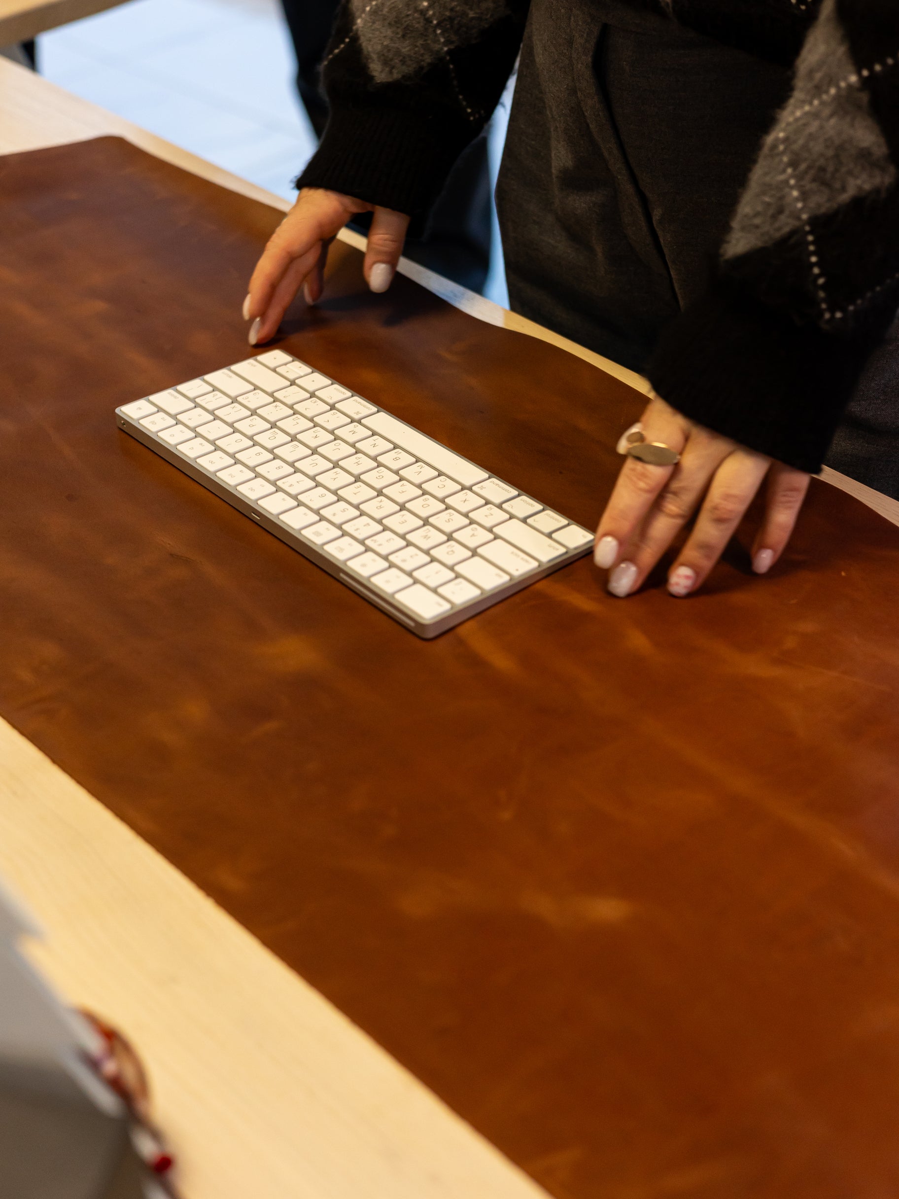 Brown Leather Desk Pad Mat, Cover Computer Mat for Keyboard, Gaming Mouse