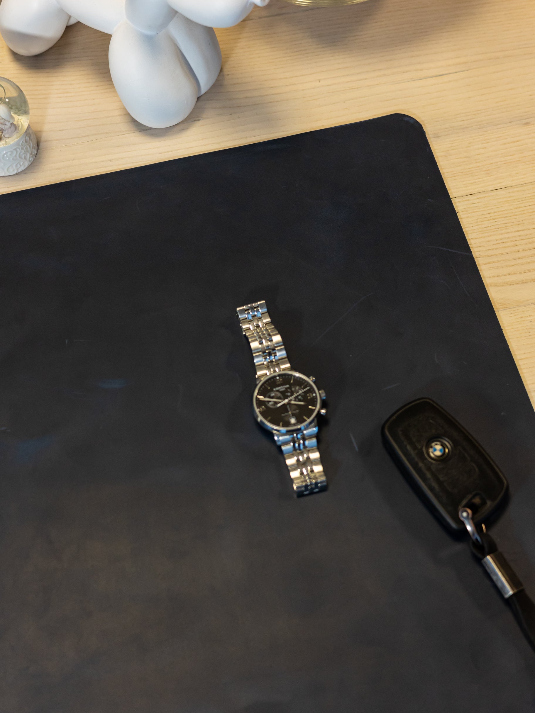 Dark Blue Leather Desk Pad Mat, Cover Computer Mat for Keyboard, Gaming Mouse