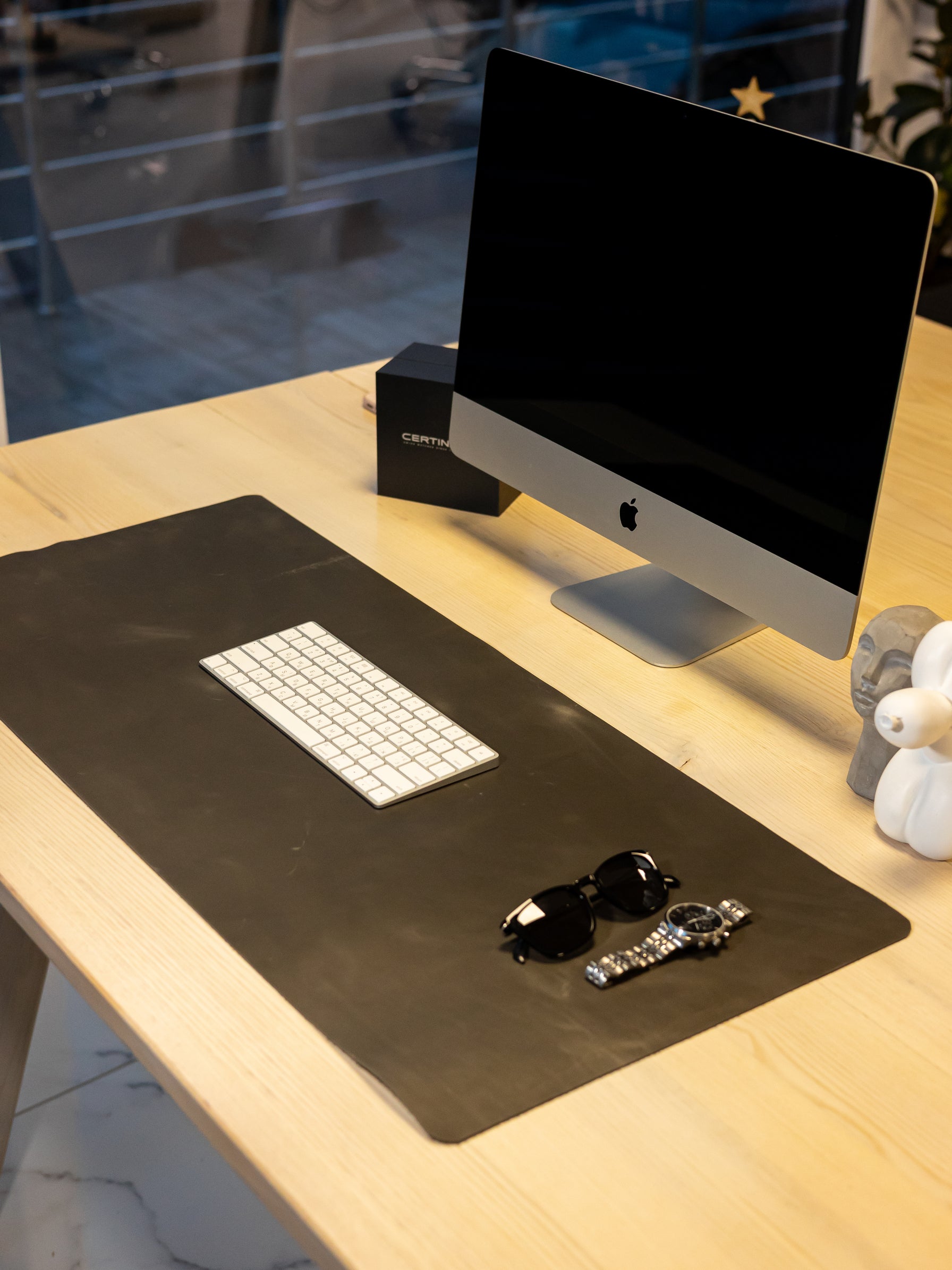 Gray Leather Desk Pad Mat, Cover Computer Mat for Keyboard, Gaming Mouse