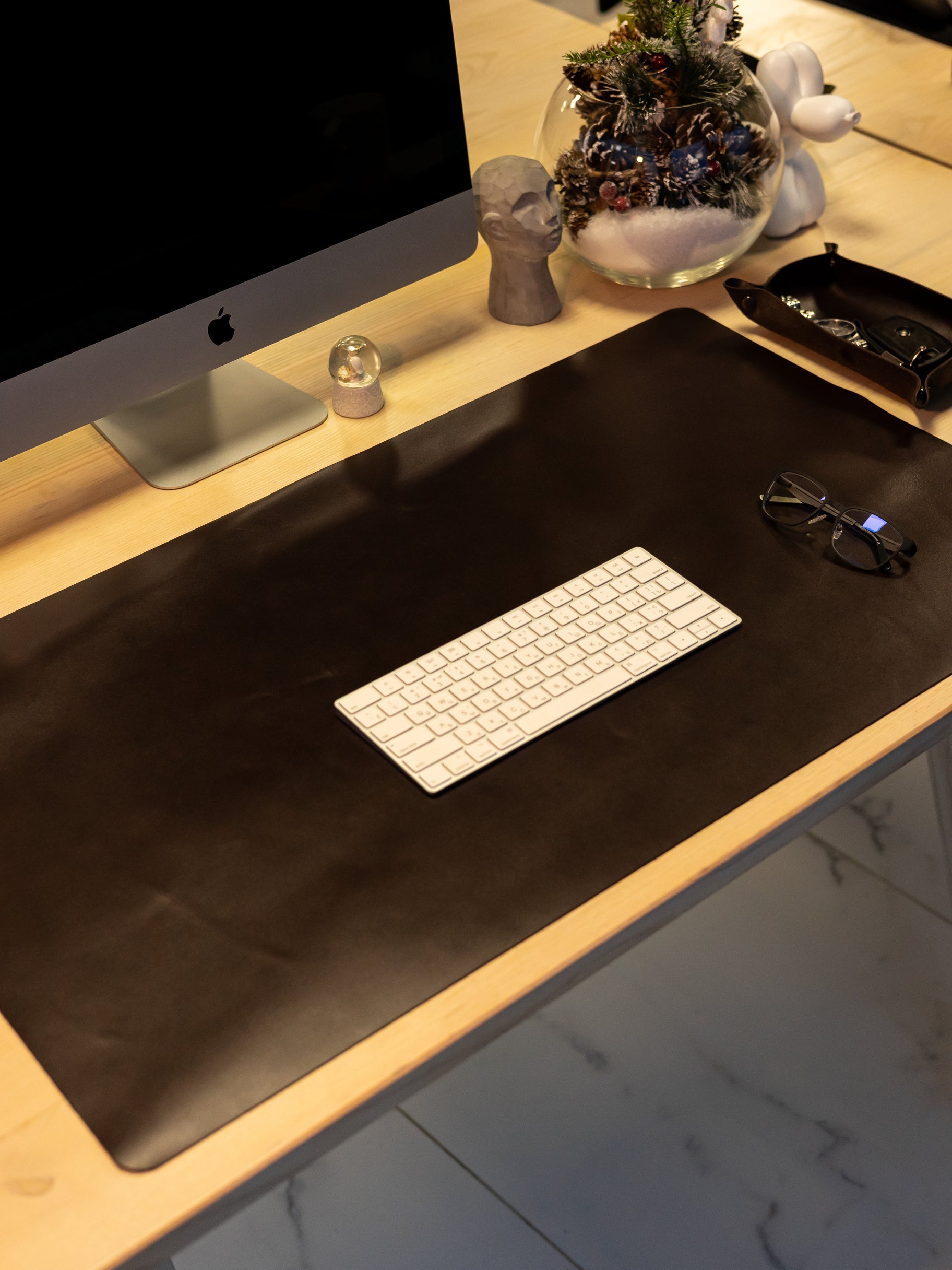 Dark Brown Leather Desk Pad Mat, Cover Computer Mat for Keyboard, Gaming Mouse