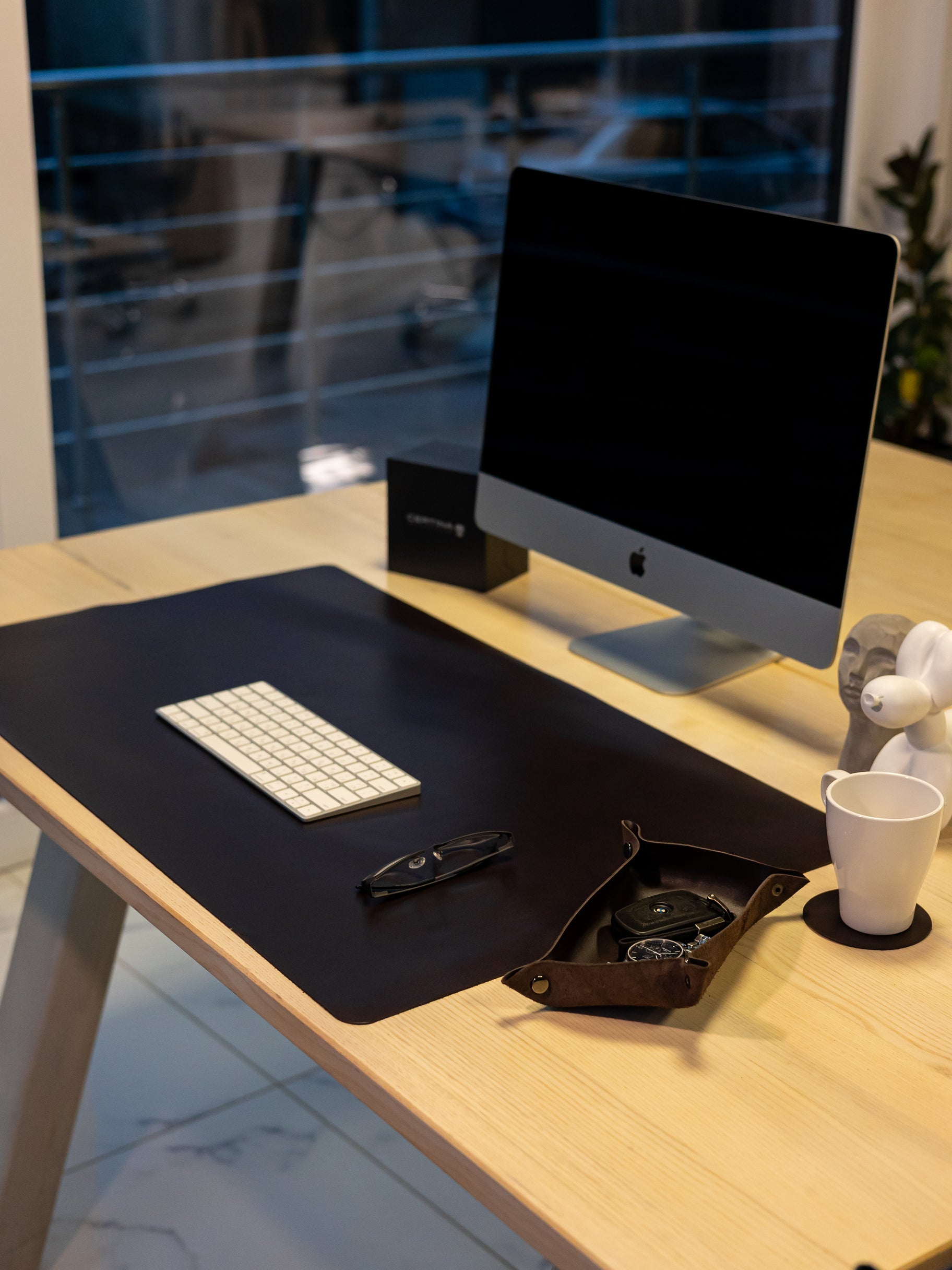 Dark Brown Leather Desk Pad Mat, Cover Computer Mat for Keyboard, Gaming Mouse