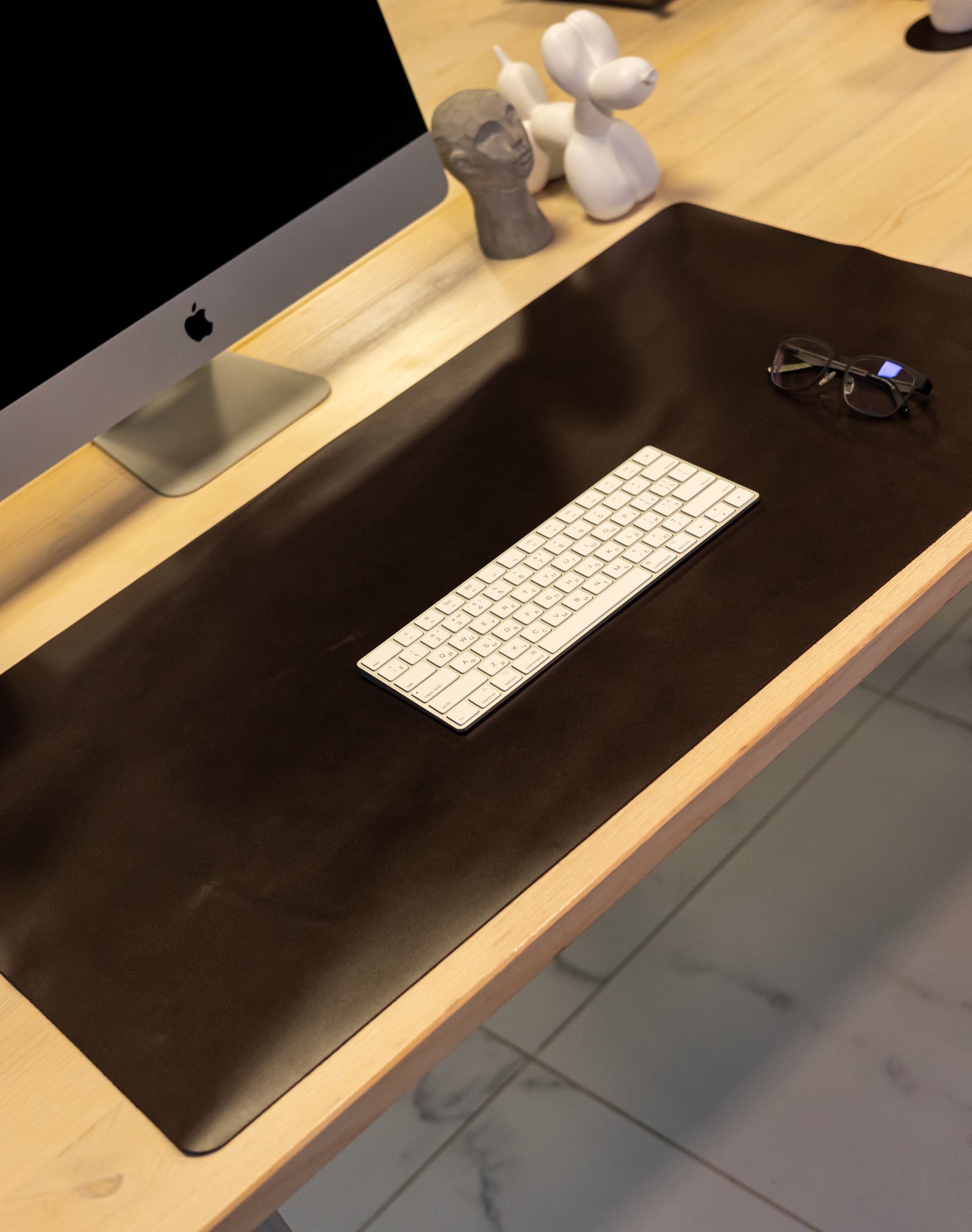 Dark Brown Leather Desk Pad Mat, Cover Computer Mat for Keyboard, Gaming Mouse