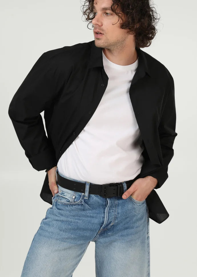 Fargo Men’s Belt in Black Calfskin Leather