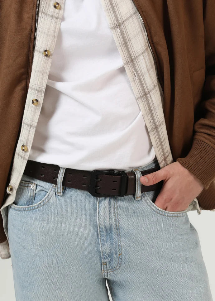 Fargo Men’s Belt in Chocolate Calfskin Leather