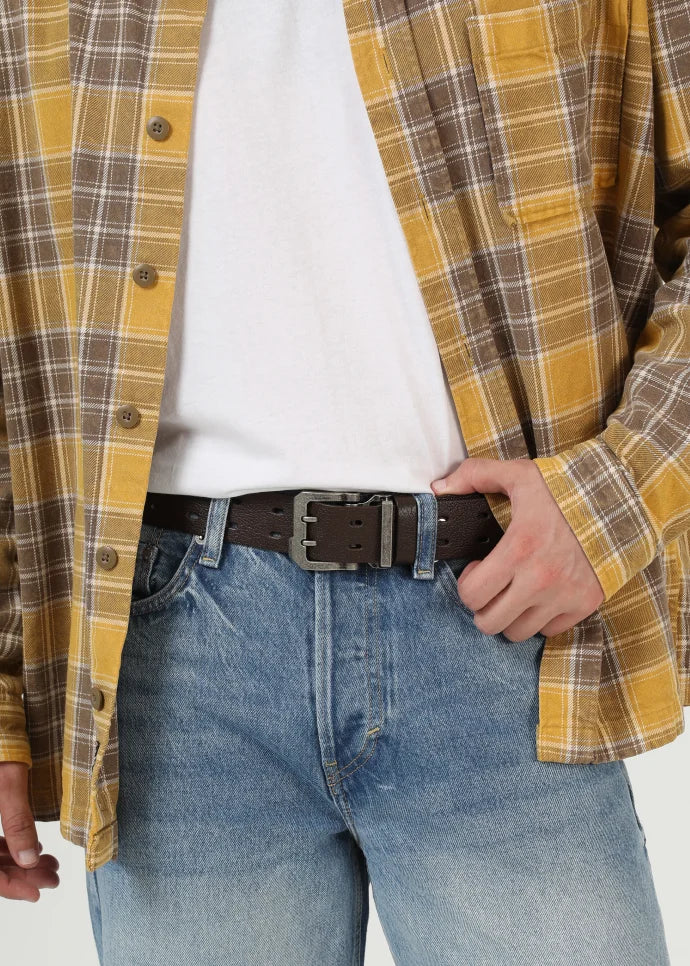 Fargo Vintage Men’s Belt in Chocolate Calfskin Leather