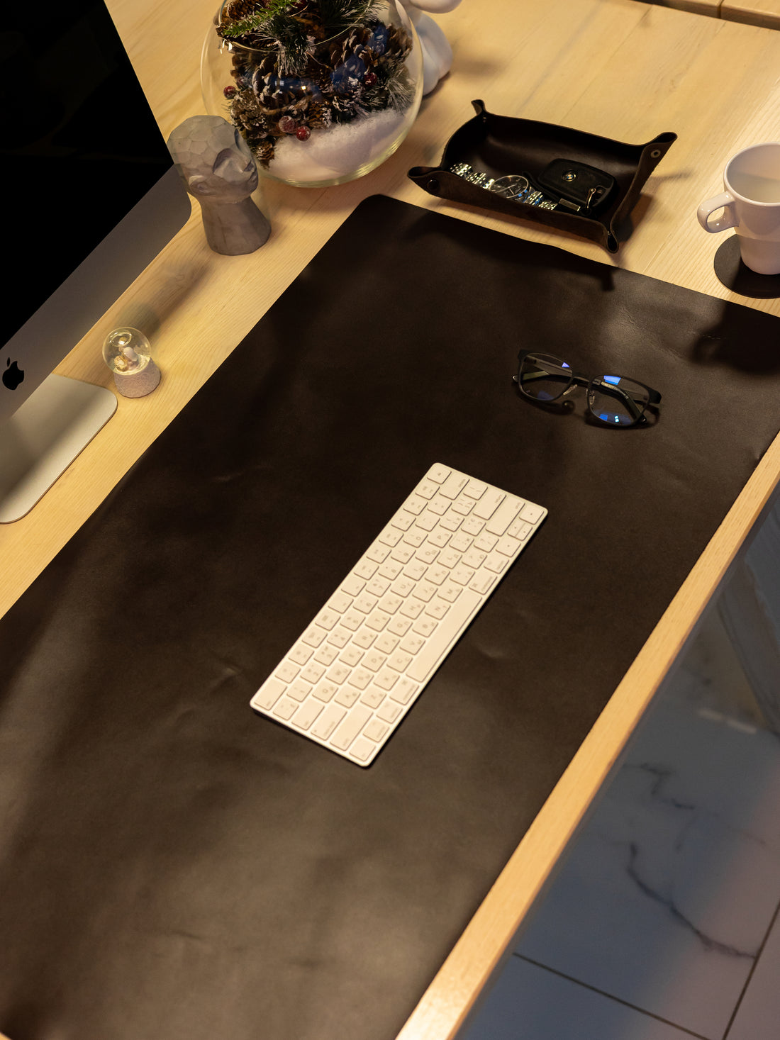 Dark Brown Leather Desk Pad Mat, Cover Computer Mat for Keyboard, Gaming Mouse