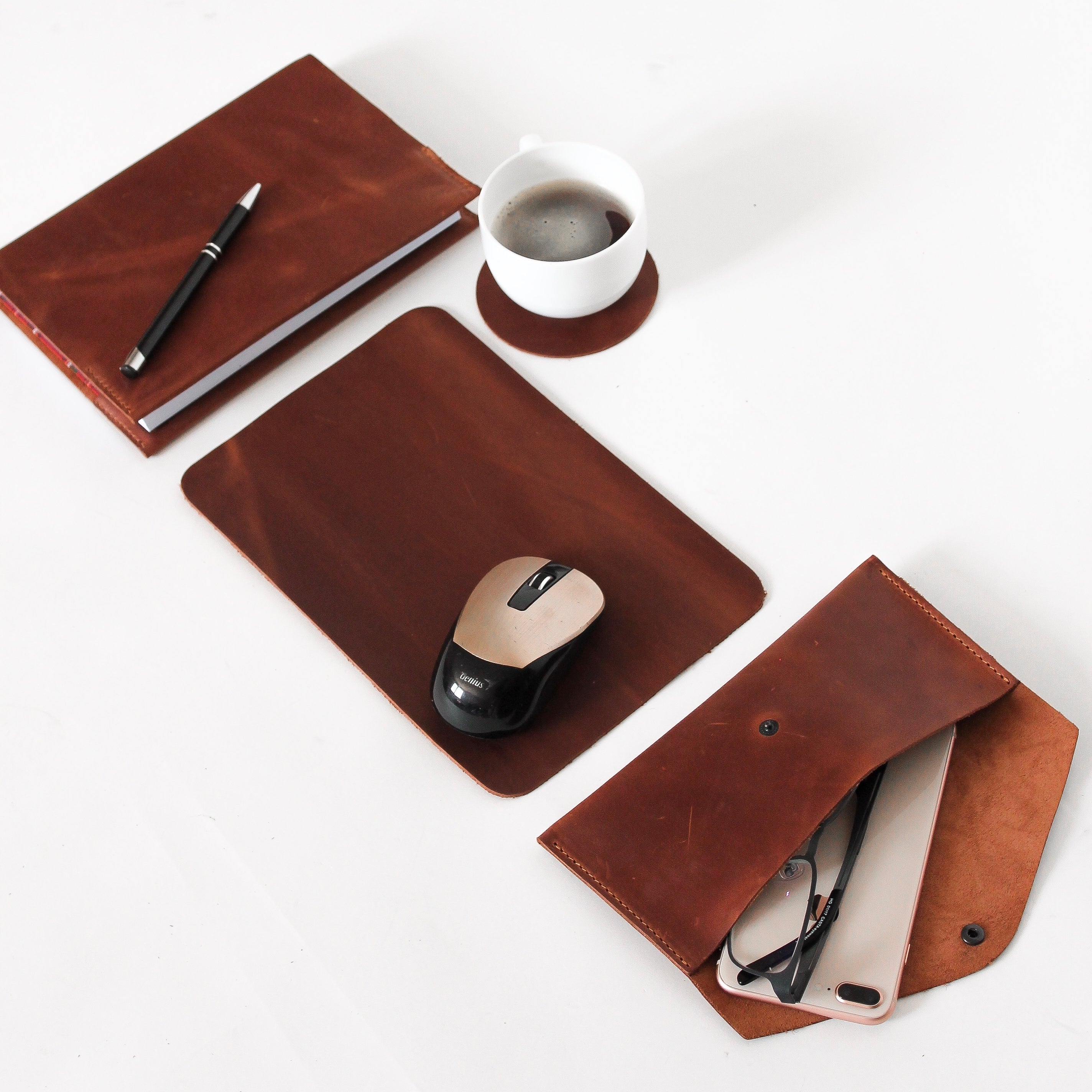 Leather Desk Set - Office Accessories in 3 colors